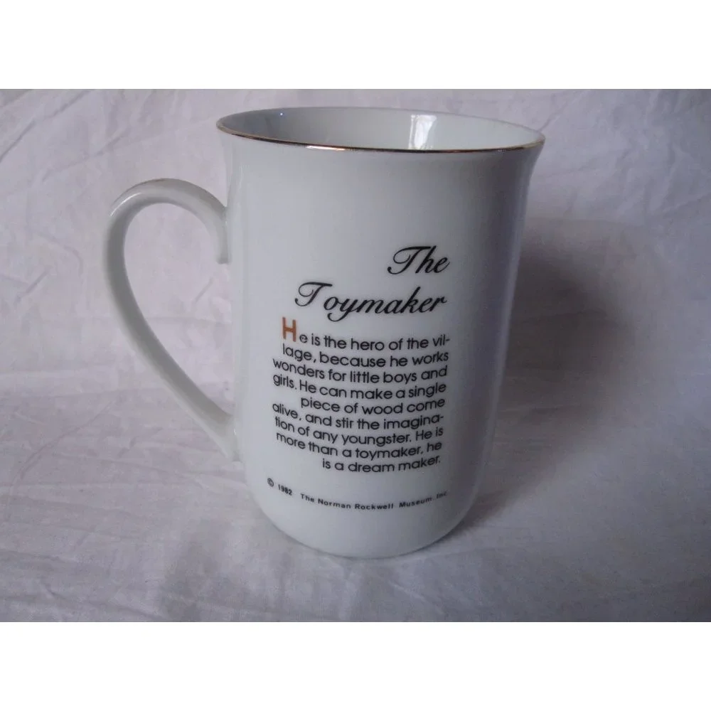 Collectible Norman Rockwell‎ The Toymaker Coffee Cup/Mug 1982 Gold Rimmed Seal!